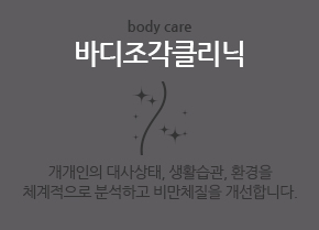 바디조각 클리닉 개개인의 대사상태, 생활습관, 환경을 체계적으로 분석하고 비만체질을 개선합니다.